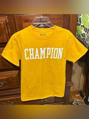 Champion Bright Yellow Tee with White Chest Logo